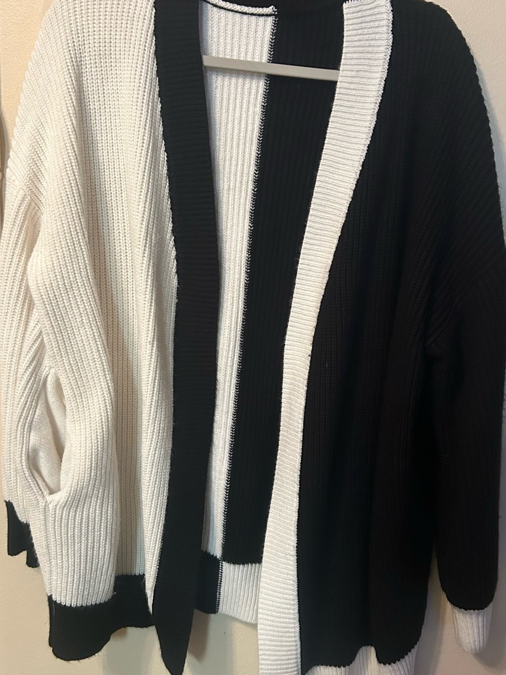 Classic Black & White Open-Front Women's Cardigan